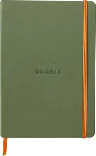 Σημειωματάριο Rhodia Ριγέ Α5 με λάστιχο σε χρώμα sage για να συμπληρώσει το digital declutter
