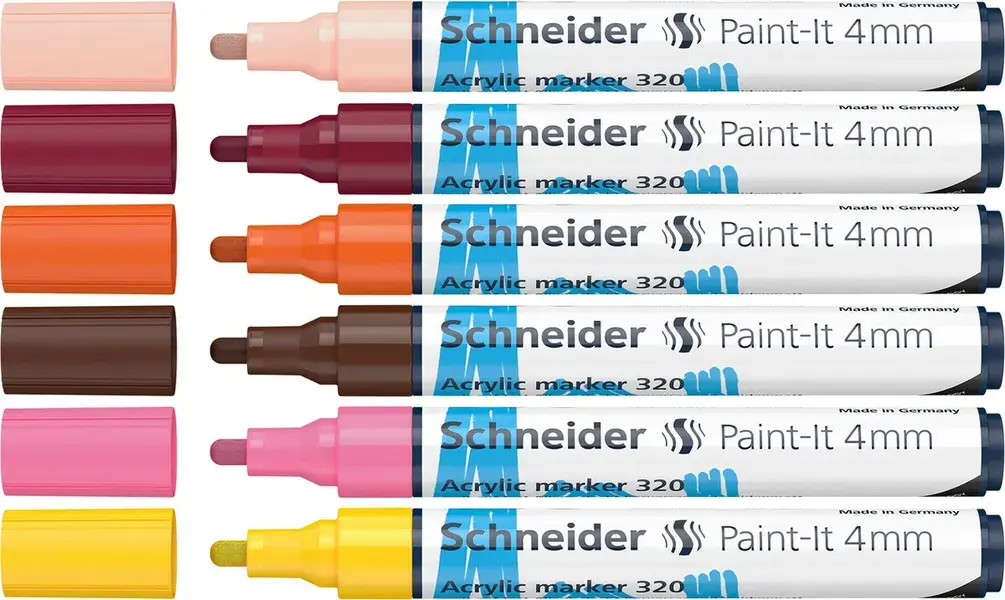 Μαρκαδόροι ακρυλικοί της Schneider σε σετ 6 παστέλ αποχρώσεων για Χριστουγεννιάτικη διακόσμηση