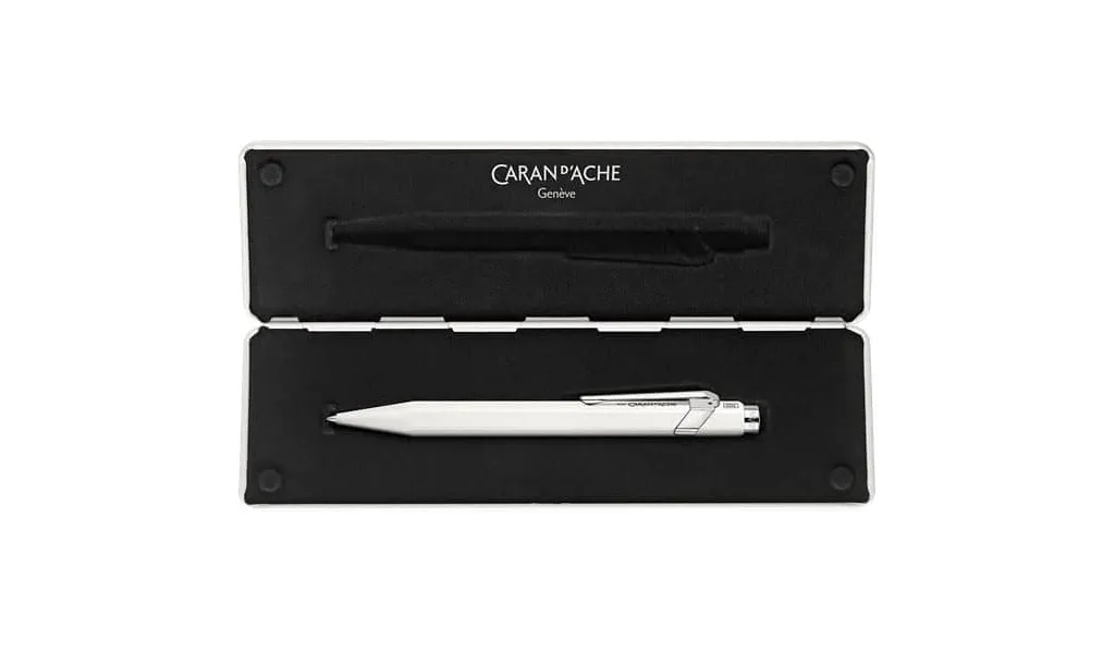 στυλό caran d'ache 849 fluo λευκό medium σε μεταλλικό κουτί δώρου ballpen - Caran d'ache