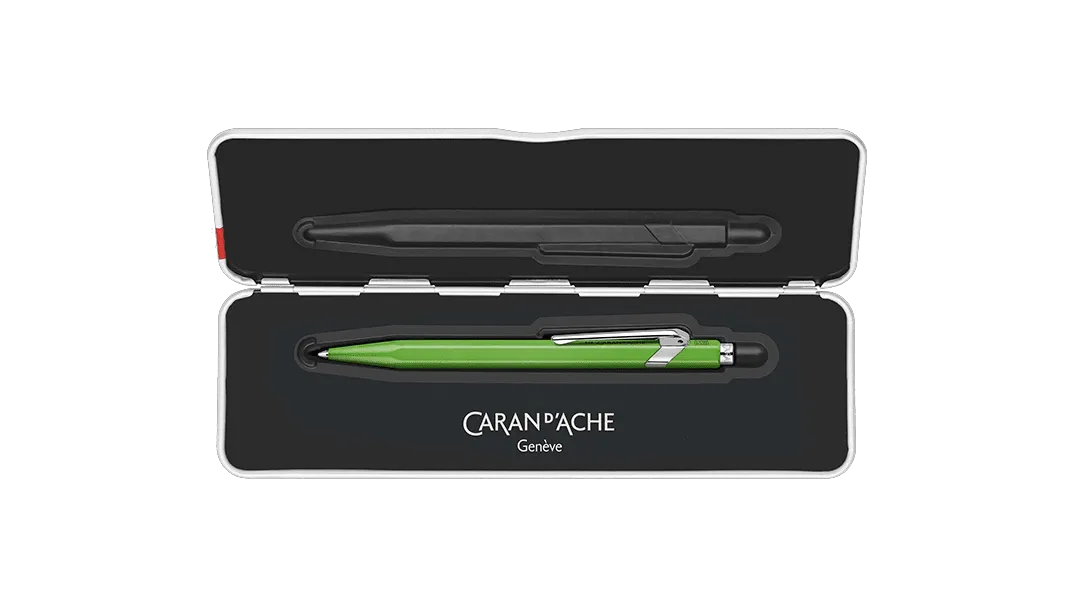 στυλό caran d'ache 849 fluo πράσινο medium σε μεταλλικό κουτί δώρου ballpen - Caran d'ache