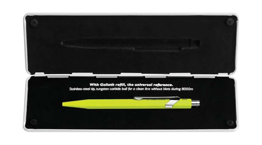 στυλό caran d'ache 849 fluo κίτρινο medium σε μεταλλικό κουτί δώρου ballpen - Caran d'ache