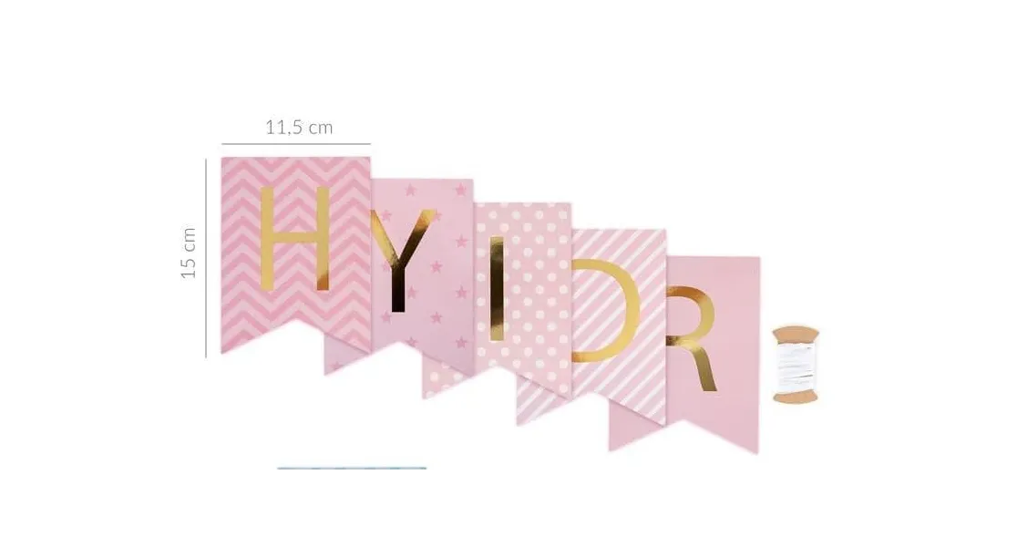 Γιρλάντα happy birthday 2.5m ροζ - Trend