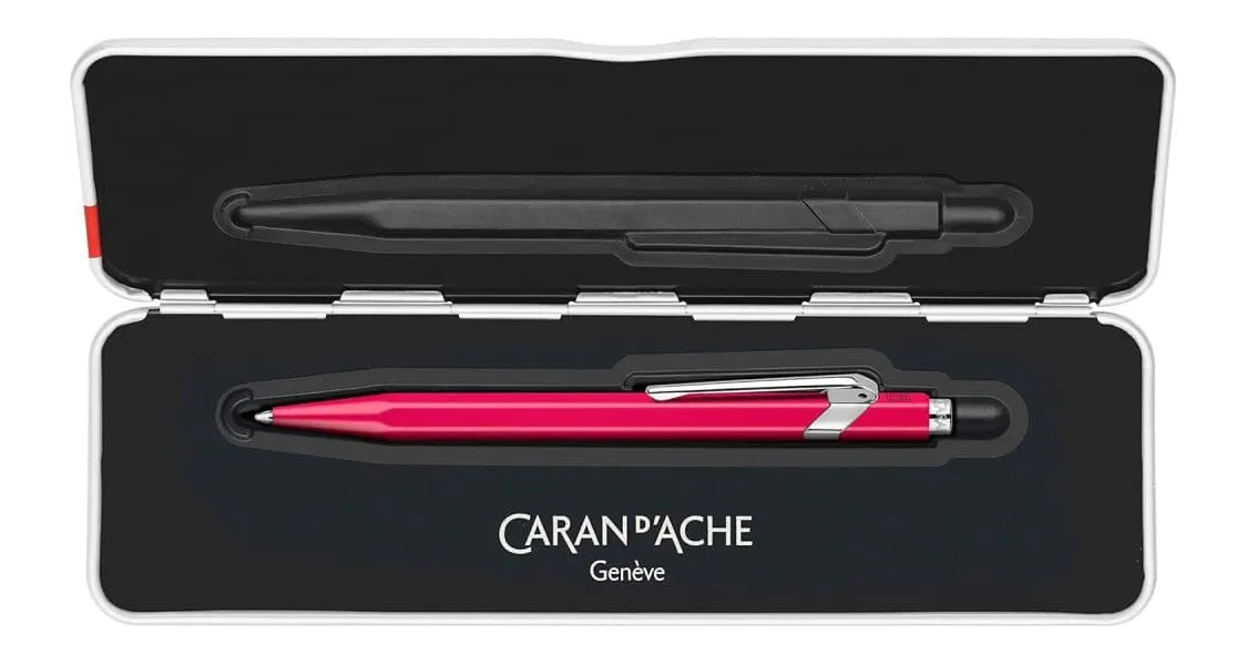 στυλό caran d'ache 849 fluo ροζ medium σε μεταλλικό κουτί δώρου ballpen - Caran d'ache