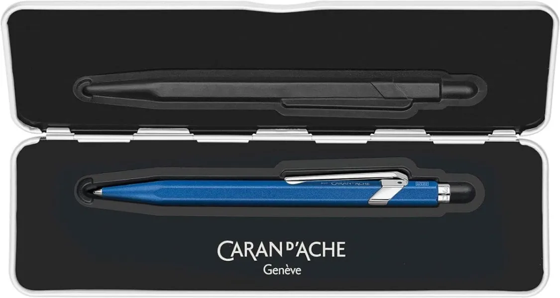 στυλό caran d'ache 849 colormat-x μπλε σε μεταλλικό κουτί δώρου ballpen - Caran d'ache