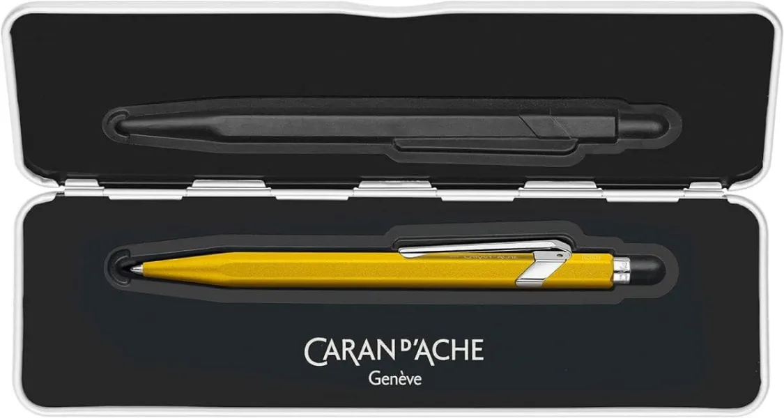 στυλό caran d'ache 849 colormat-x κίτρινο σε μεταλλικό κουτί δώρου ballpen - Caran d'ache