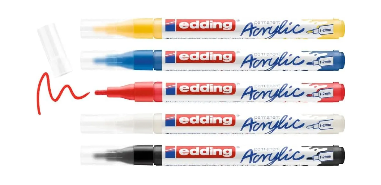 σετ μαρκαδόροι edding acrylic permanent 5300 basic 5 τεμάχια - Edding