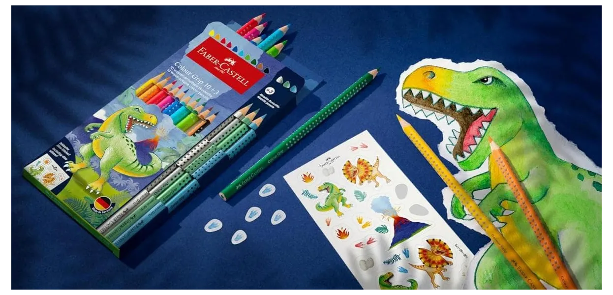 Ξυλομπογιές faber castell dinosaur colour grip 10+3 - Faber castell