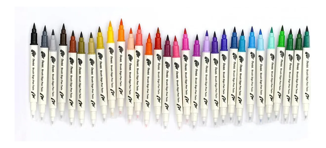 Μαρκαδόροι pentel arts brush sign pen twin σετ 30 χρώματα - Pentel