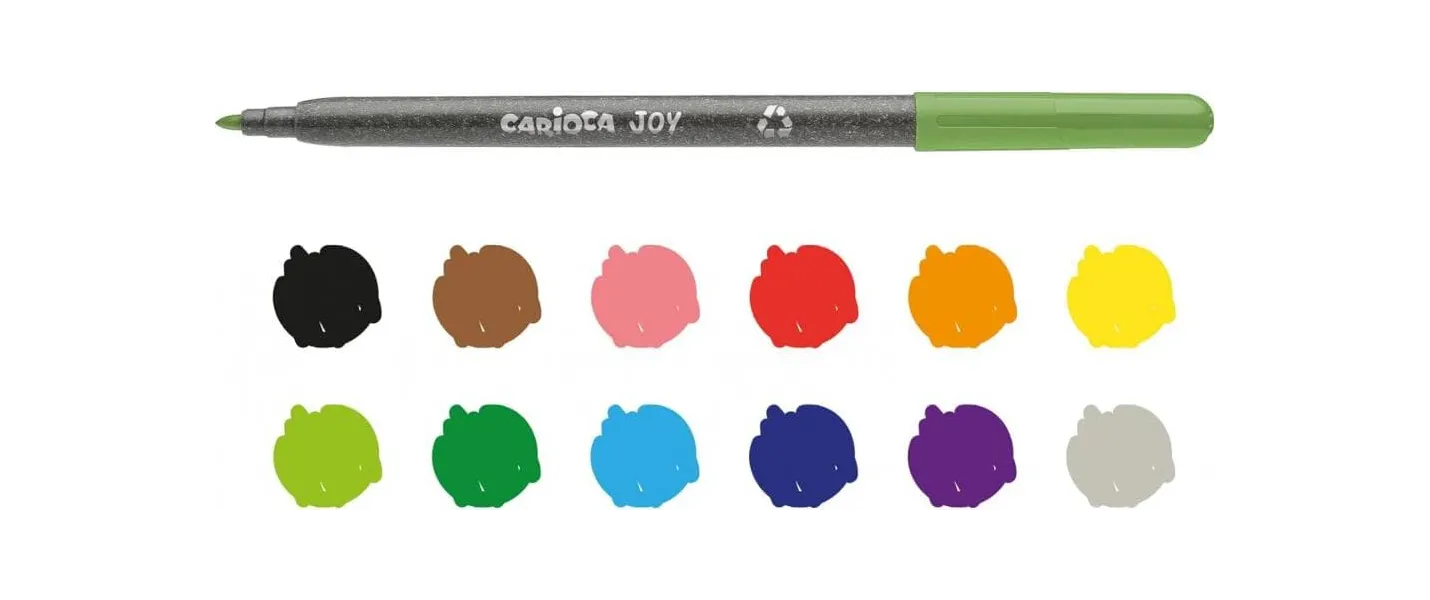 Μαρκαδόροι carioca joy eco family superwashable λεπτοί 12 τεμάχια - Carioca