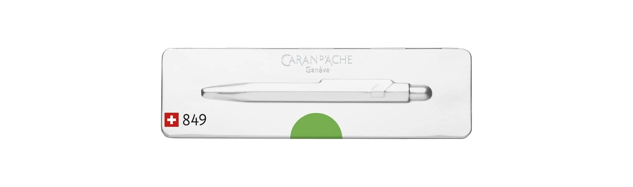στυλό caran d'ache 849 fluo πράσινο medium σε μεταλλικό κουτί δώρου ballpen - Caran d'ache
