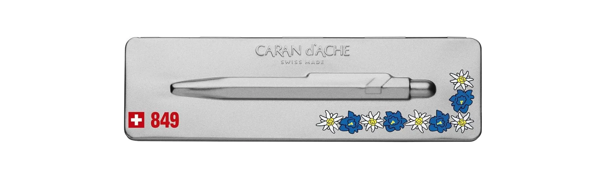 στυλό caran d'ache 849 totally swiss edelweiss μαύρο medium σε μεταλλικό κουτί δώρου ballpen - Caran d'ache