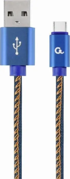 Καλώδιο φόρτισης και δεδομένων expert premium jeans type-c usb cable with metal connectors 2m blue - Cablexpert