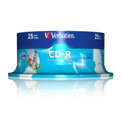 Cd-r verbatim printable 700mb 52x spin 25τεμ. - Verbatim