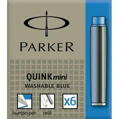 Αμπούλες parker quink ink 6 τεμάχια mini cartridges washable blue - Parker