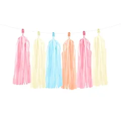 Γιρλάντα με χάρτινες φούντες tassel paper garland diy pastel mix - Deco