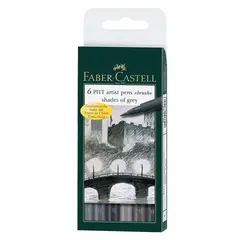 Μαρκαδόροι faber castell pitt artist pens grey set brush 6 τεμ. - Faber castell