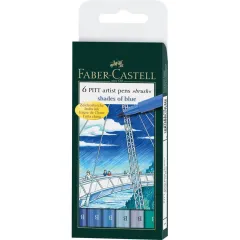 Μαρκαδόροι faber castell pitt artist pens shades of blue 6 τεμάχια - Faber castell