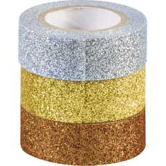σελοτειπ με glitter χάρτινο washi tapes heyda glitter 15mmx3m χρωματιστά 3 τμχ - Heyda