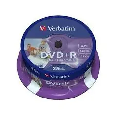 Dvd+r 4.7gb 16x printable spin 25 τεμάχια - Verbatim