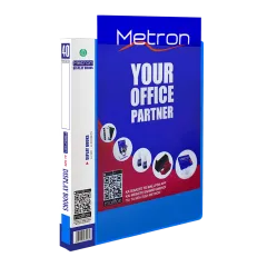 Ντοσιέ με ζελατίνες metron 40 φύλλων και θήκη στο εξώφυλλο μπλε - Metron