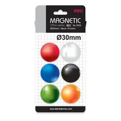 Μαγνήτες deli χρωματιστοί 30mm 6 τεμάχια - Deli