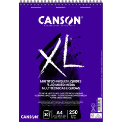 Μπλοκ σπιραλ canson xl fluid mixed media α4 250gr white - Canson