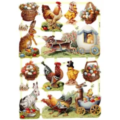 χάρτινα διακοσμητικά vintage die cuts easter 3 φύλλα - 