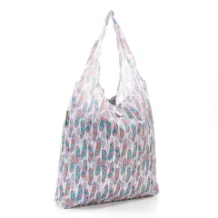 τσάντα recycled shopping bag eco chic white feathers - Eco chic