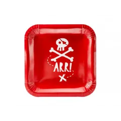 πιάτα χάρτινα red pirate 20x20cm 6 τεμάχια - Partydeco