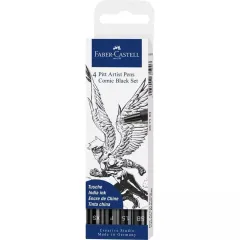 Μαρκαδόροι faber castell pitt comic black 4 τεμάχια - Faber castell