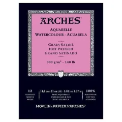 Μπλοκ arches aquarelle 300gr 14.8x21cm 100% cotton 12 φύλλα hot pressed - Arches