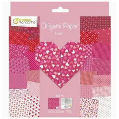 χαρτί origami 20x20cm 60 φύλλα love - Mandarine