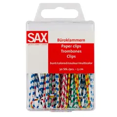 συνδετήρες χρωματιστοί ριγέ sax 5cm 30 τεμάχια - Sax