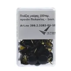 πινέζες μαύρες 100τεμ.3282 - Metron