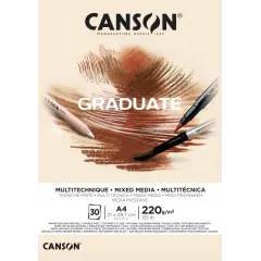 Μπλοκ canson graduate mix media α4 220gr natural coloured paper 30 φύλλα - Canson