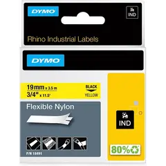 Κασέτα ετικετογράφου dymo rhino 19mmx3.5m d18491 flexible nylon tape black on yellow - Dymo