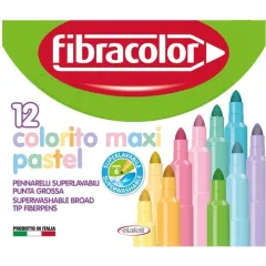 Μαρκαδόροι fibracolor colorito maxi pastel 12 χρώματα - Fibracolor