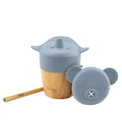 Bamboo cup and straw- dusty blue - Citron