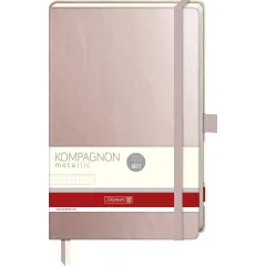 σημειωματάριο brunnen kompagnon metallic με λάστιχο 12.5 x 19.5cm dotted σελίδες pink rose - Brunnen
