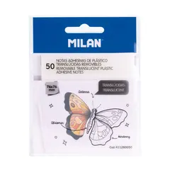 Αυτοκόλλητα χαρτάκια milan διάφανα πλαστικά 75x75mm 50φ - Milan