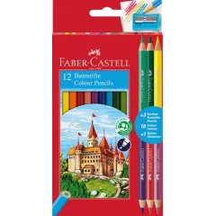 Ξυλομπογιές faber castell κάστρο 12 χρώματα+ξύστρα - Faber castell