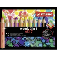 Κραγιόν stabilo arty woody 880 σετ 10 τεμαχίων + ξύστρα - Stabilo