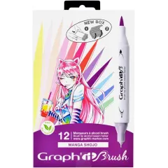 Μαρκαδόροι graph it οινιπνεύματος διπλή μύτη manga shojo σετ - Graphit