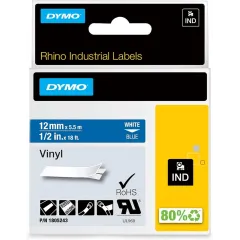 Κασέτα ετικετογράφου dymo rhino 1805243 vinyl tape 12mm white on blue - Dymo