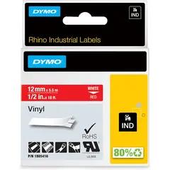 Κασέτα ετικετογράφου dymo rhino 1805416 vinyl tape 12mm white on red - Dymo