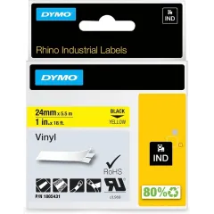 Κασέτα ετικετογράφου dymo rhino 1805431 vinyl tape 24mm black on yellow - Dymo