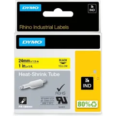 Κασέτα ετικετογράφου dymo rhino 24mmx1.5m heat shrink tybe black on yellow - Dymo