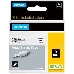 Κασέτα ετικετογράφου dymo rhino 12mmx1.5m heat shrink tybe black on white - Dymo