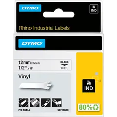 Κασετα ετικετογράφου dymo rhino d18444 vinyl tape 12mm blavk on white - Dymo