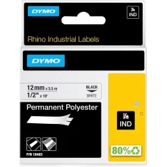 Κασέτα ετικετογράφου dymo rhino d18483 12mmx5.5m permanent polyester black on white - Dymo